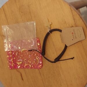 Macrame Brown Braided Leather Bracelet With Yellow Stone Cross Charm.